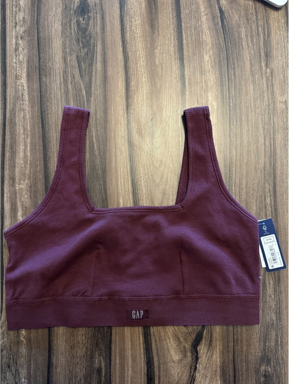 Gap Cotton Rib Square Neck Bralette Purple Women Size M NWT